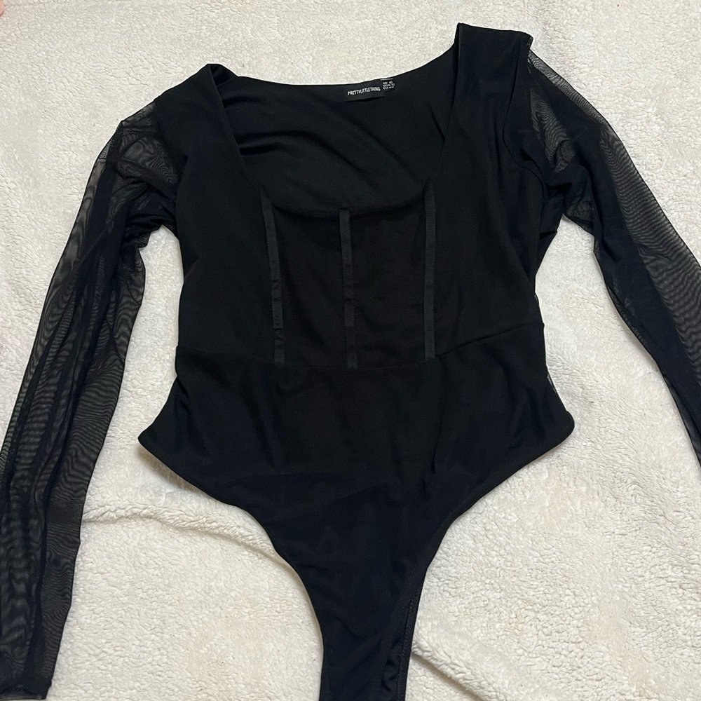 Pretty little thing body suit with mesh sleeves